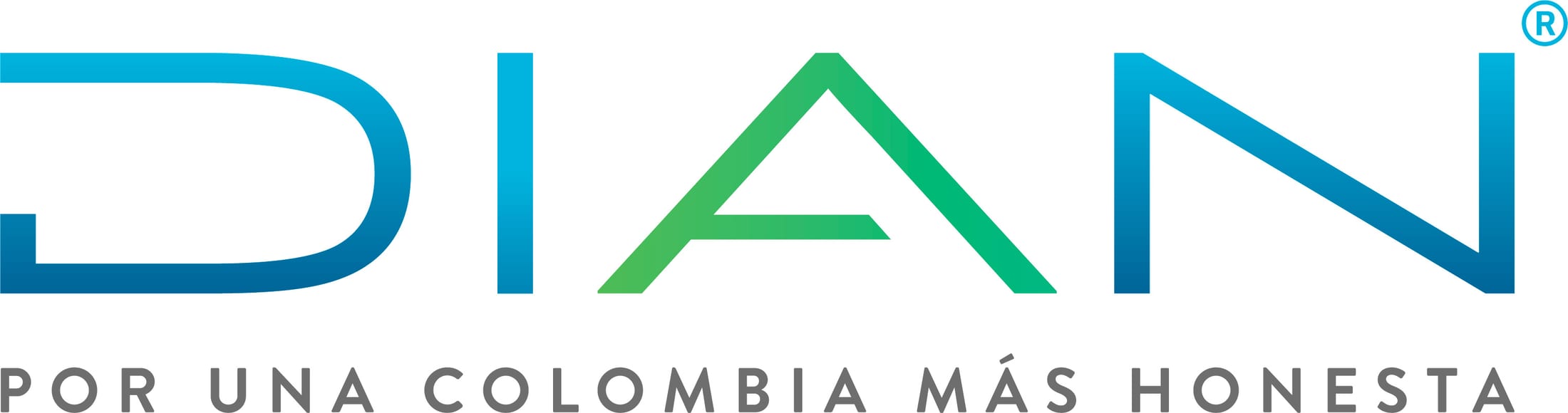 Logotipo de la DIAN con el lema Por una Colombia más honesta.